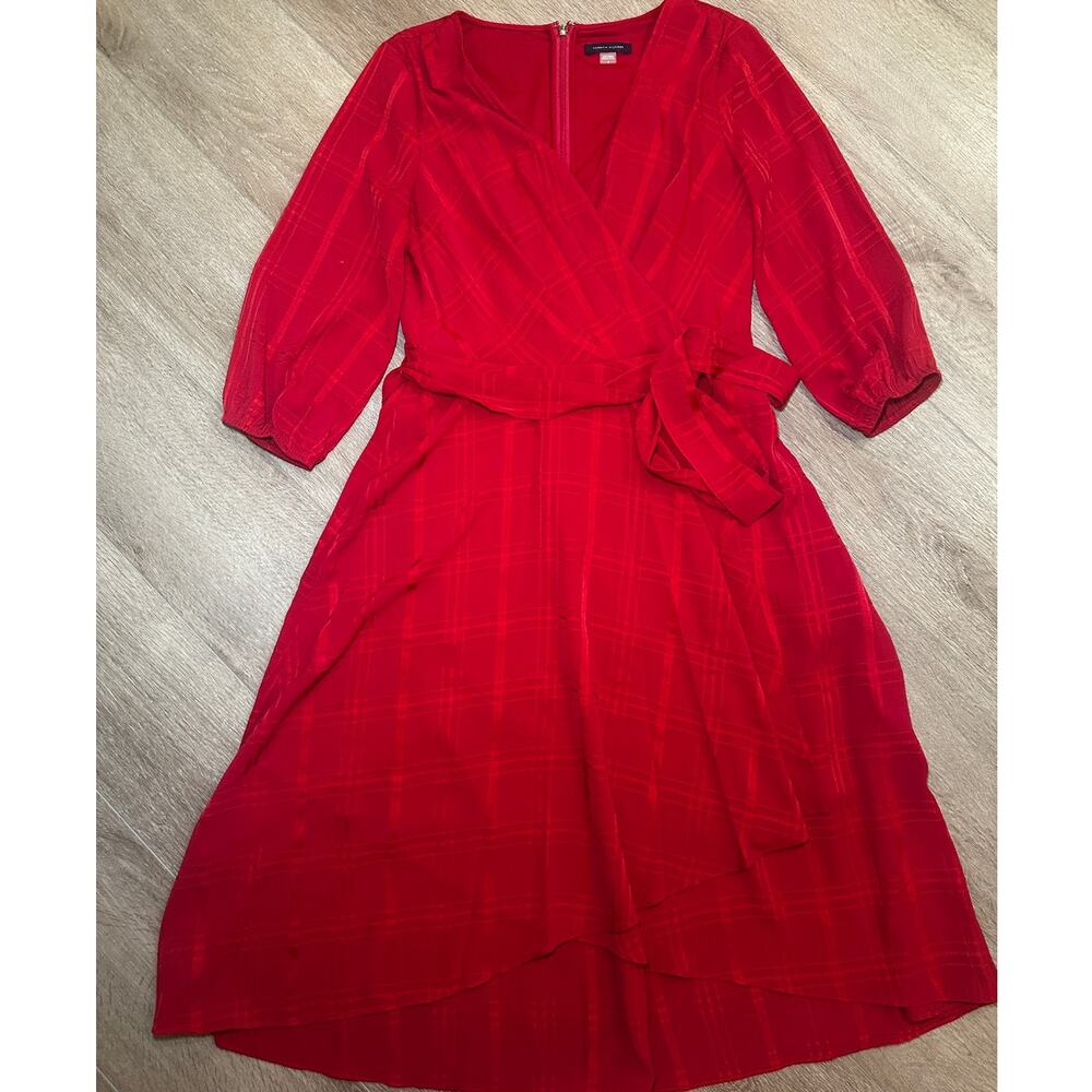 Tommy Hilfiger Red Wrap Midi Dress - Picture 2 of 10